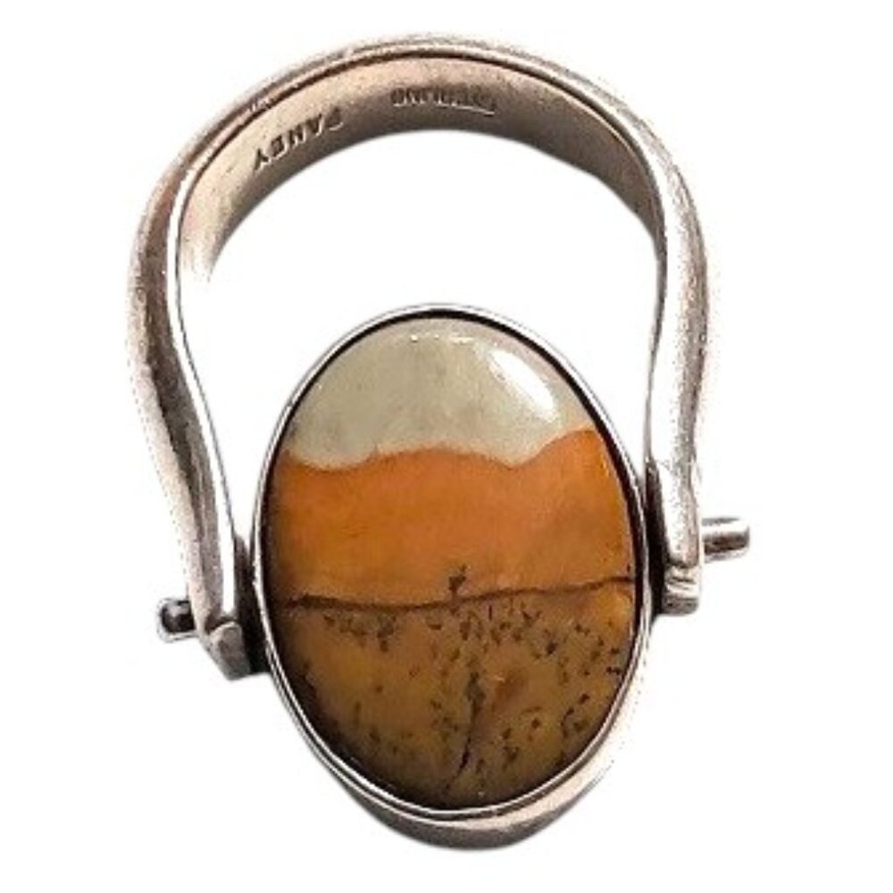 Vintage Sterling Fahey Designer Landscape Jasper Swivel Ring